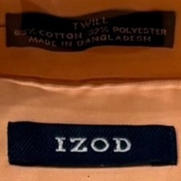 Izod Twill Wrinkle Free Button Down Shirt L 16 34/36 Cantalope Long Sleeve NWT - Picture 2 of 6